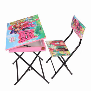 میز تحریر باکسدار و صندلی طرح توت فرنگی (وایت بردی،تاشو،تنظیم شونده ارتفاع)